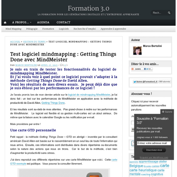 Test logiciel mindmapping : Getting Things Done avec MindMeister