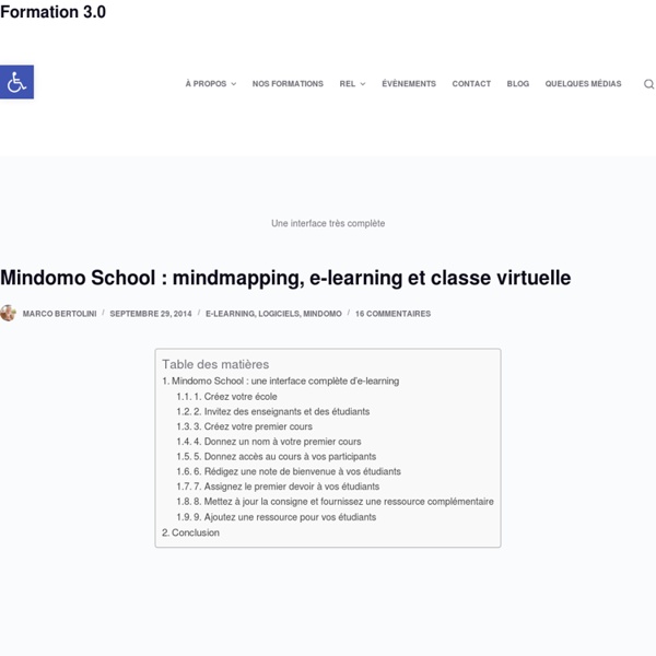 Mindomo School : mindmapping, e-learning et classe virtuelle