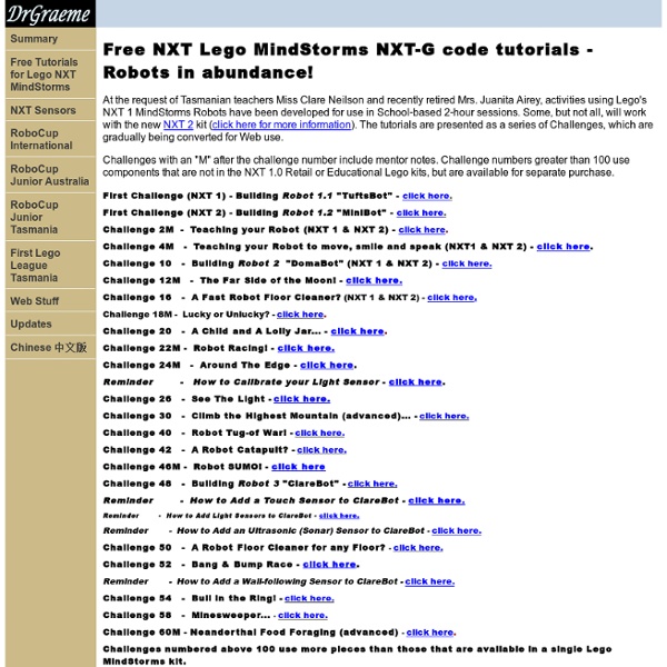 Free Lego NXT MindStorms NXT-G Robotics Challenges Tutorials