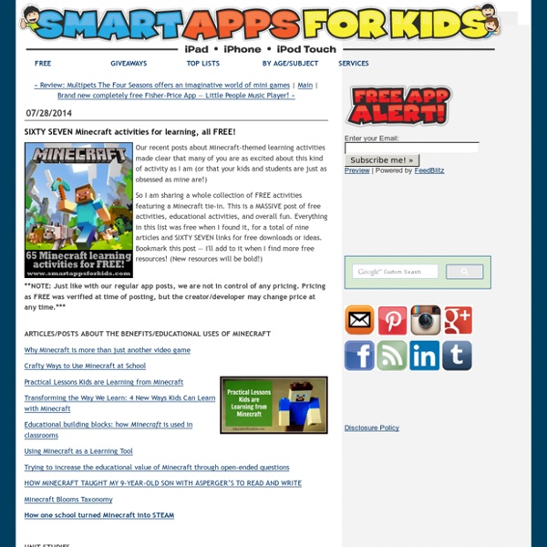 SIXTY FIVE Minecraft activities for learning, all FREE!