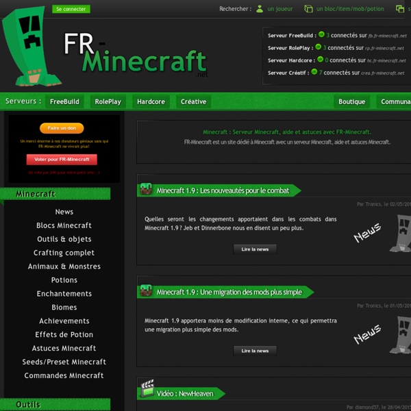 Minecraft : Actualité Minecraft, aide et astuces avec FR-Minecraft.net