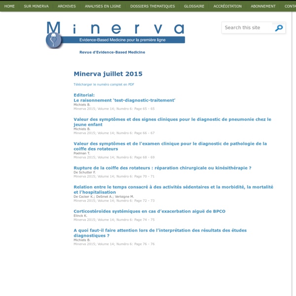 MINERVA Revue d'Evidence-Based Medicine > Homepagina