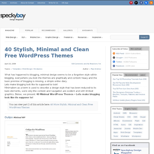 40 Stylish, Minimal and Clean Free Wordpress Themes