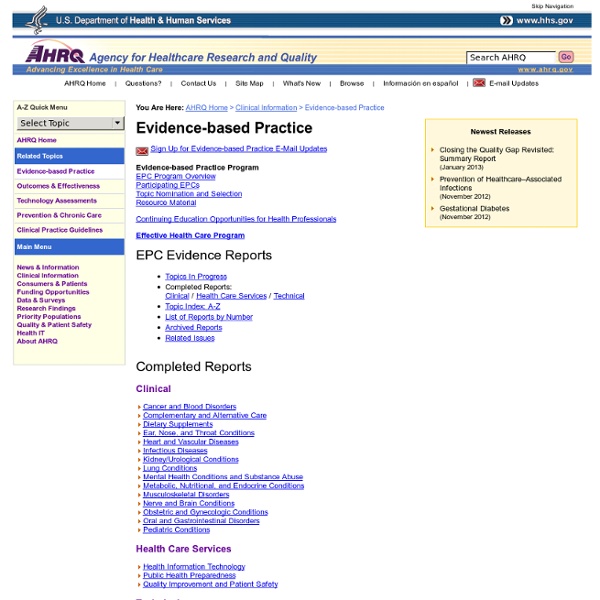Health Care: Evidence-based Practice Subdirectory Page