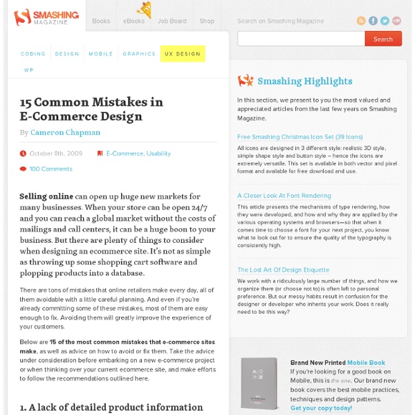 15 Common Mistakes in E-Commerce Design « Smashing Magazine