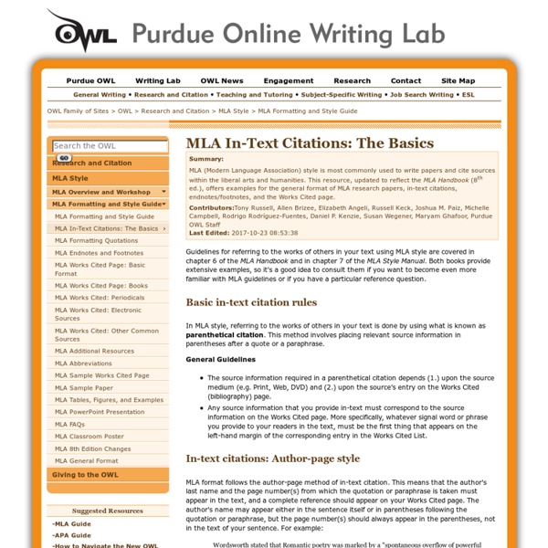 MLA In-Text Citation Guide