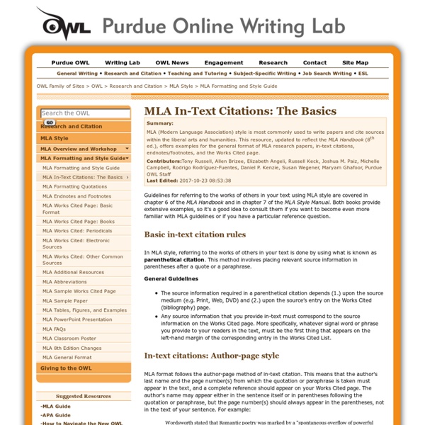 MLA In-Text Citation Guide