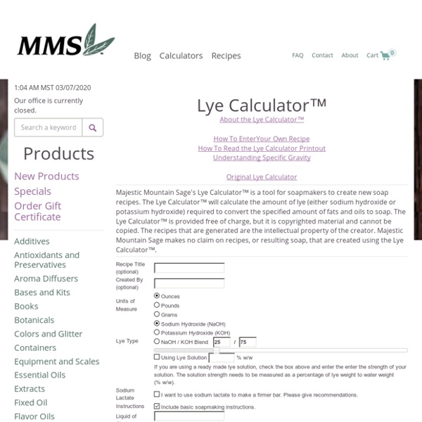 lye calculator the sage