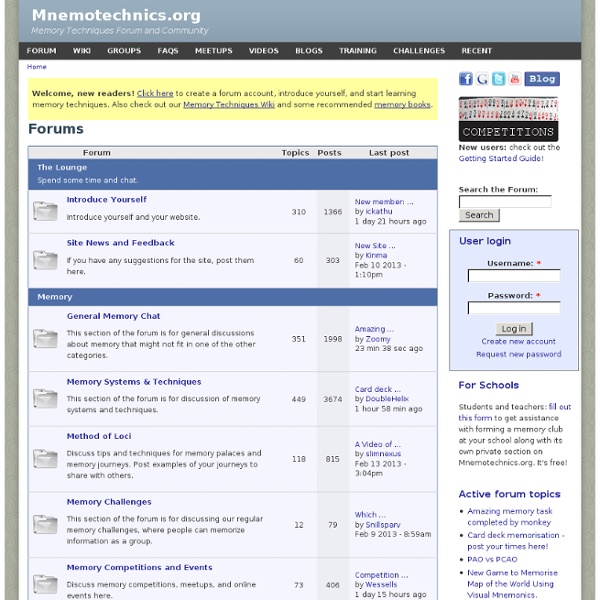 Mnemotechnics.org: Memory Techniques Forum and Brain Training