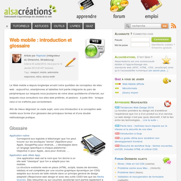 Web mobile : introduction et glossaire