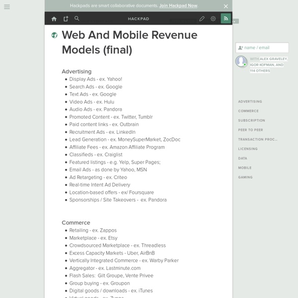 Web And Mobile Revenue Models (final)
