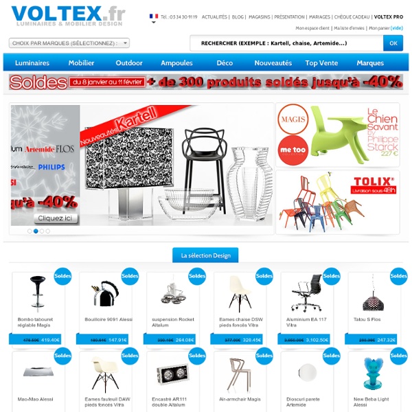 Voltex : mobilier design, luminaires, lampes, chaises, fauteuils, Artemide, Kartell et Philips