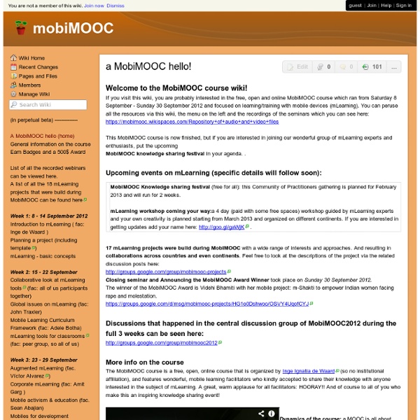 MobiMOOC - a MobiMOOC hello!