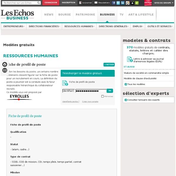 Modèle lettre gratuit, Fiche de profil de poste