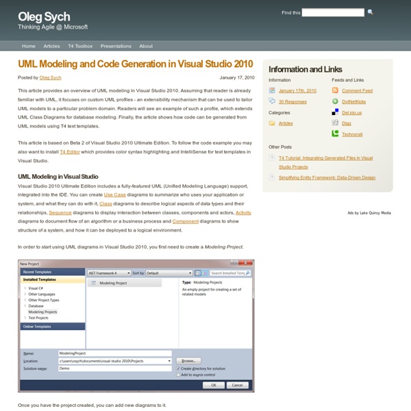 UML modeling and code generation in Visual Studio 2010