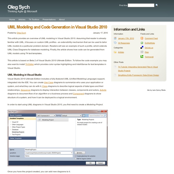 UML Modeling and Code Generation in Visual Studio 2010