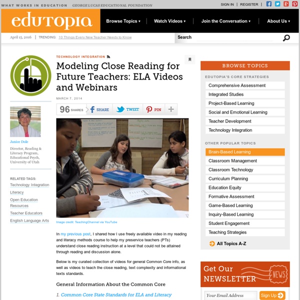 Modeling Close Reading for Future Teachers: ELA Videos and Webinars