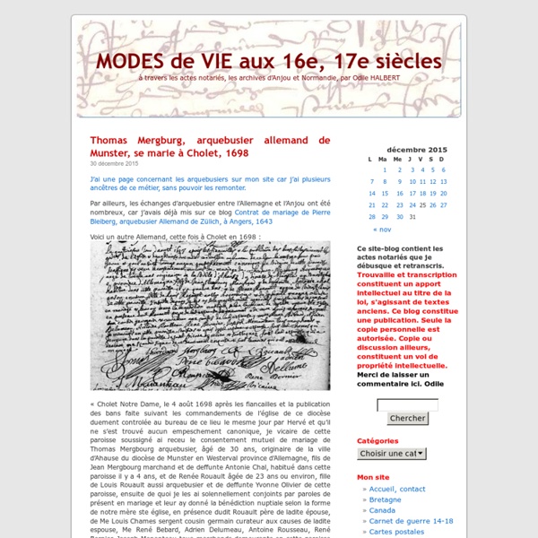 MODES de VIE aux 16e, 17e siècles