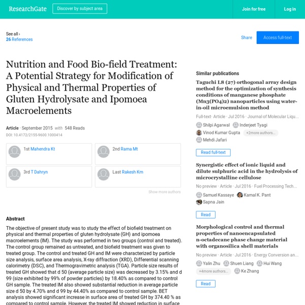 Physical Properties of Gluten Hydrolysate