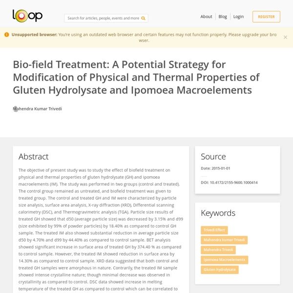 An Effect of Biofield Treatment on Hydrolysate & Ipomoea Macroelements