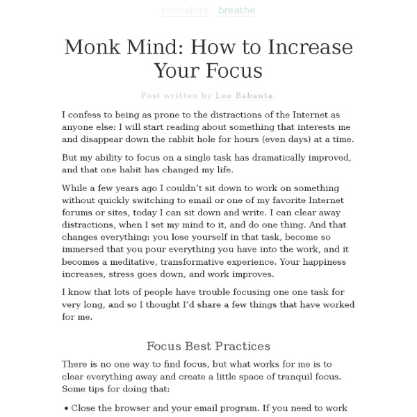 Monk Mind: How to Increase Your Focus