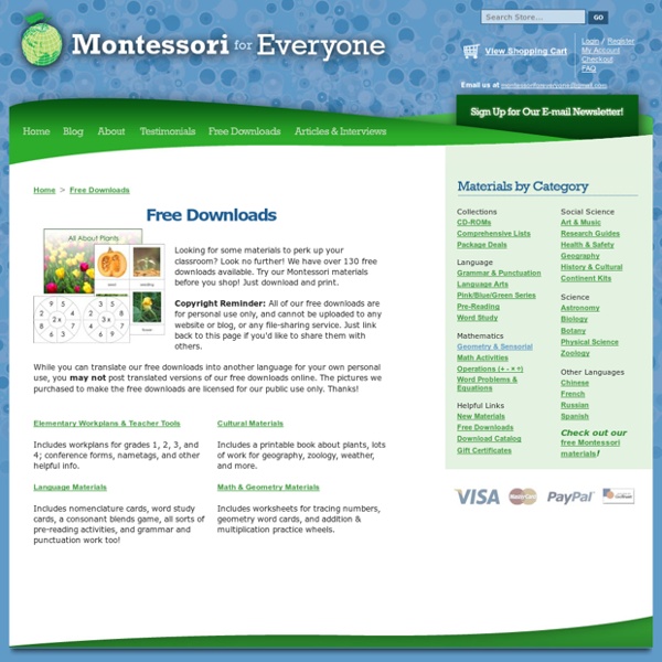 Montessori for Everyone - Free Montessori Downloads