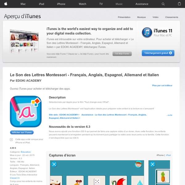 Le Son des Lettres Montessori - Français, Anglais, Espagnol, Allemand et Italien dans l’App Store