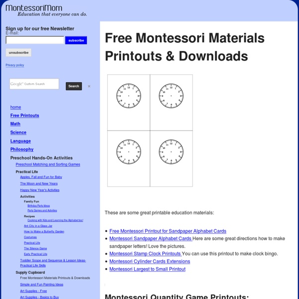 Free Montessori Materials Printouts & Downloads