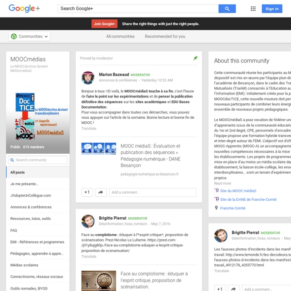 Google Plus MOOCDocTICE - Community. Besançon