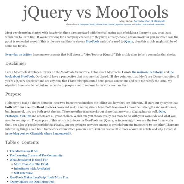 jQuery vs MooTools: Choosing Between Two Great JavaScript Frameworks