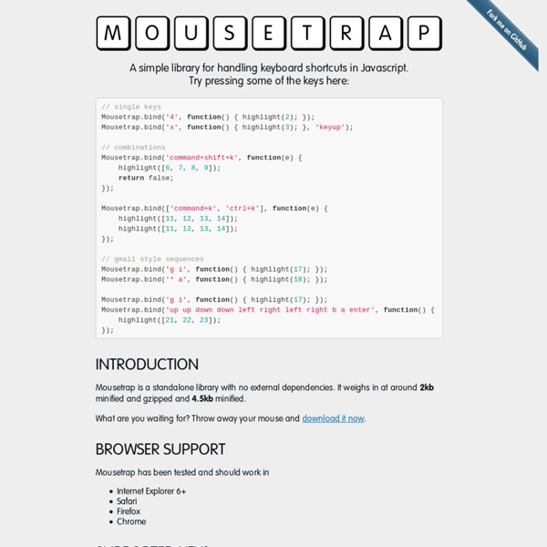 Mousetrap - Keyboard shortcuts in Javascript