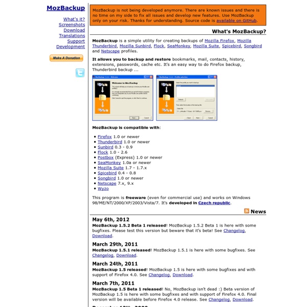 MozBackup - Backup tool for Firefox and Thunderbird