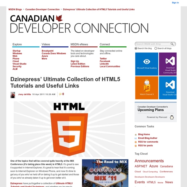 Dzinepress’ Ultimate Collection of HTML5 Tutorials and Useful Links - Canadian Developer Connection