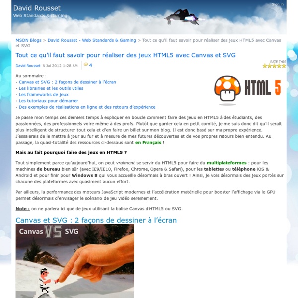 Jeux HTML5 avec Canvas et SVG