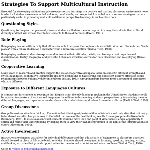 Strategies To Support Multicultural Instruction