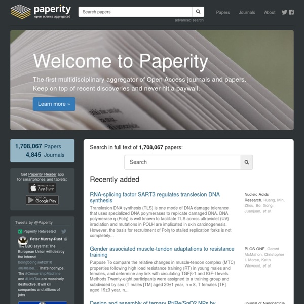 Paperity - Multidisciplinary aggregator of Open Access journals & papers