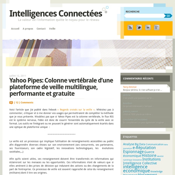 Yahoo Pipes: Colonne vertébrale d’une plateforme de veille multilingue, performante et gratuite