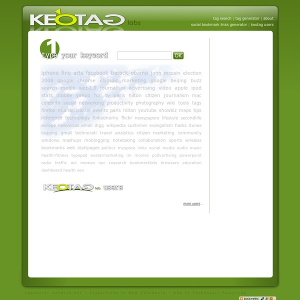 Keotag - tag search multiple engines, tag generator and social bookmark links generator