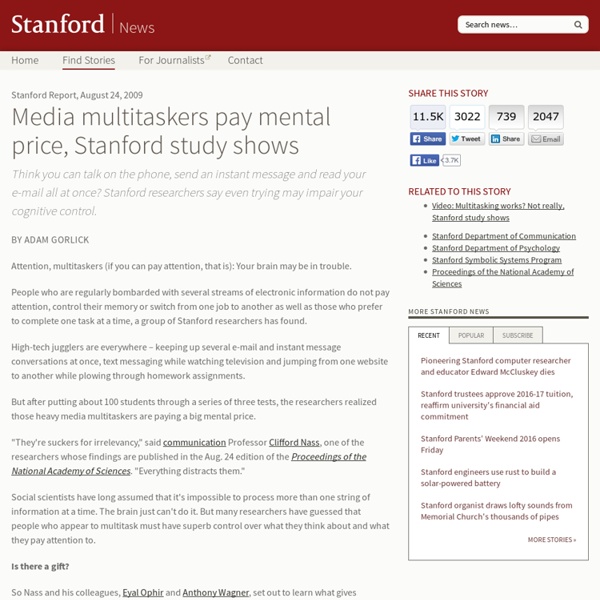 Media multitaskers pay mental price, Stanford study shows