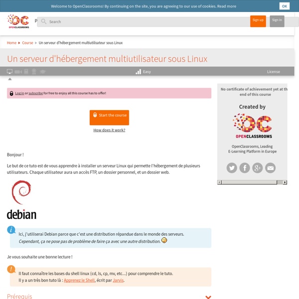 Un serveur d'hébergement multiutilisateur sous Linux