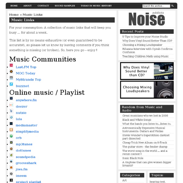 100+ Music links to resources, web sites, mp3 search and more!