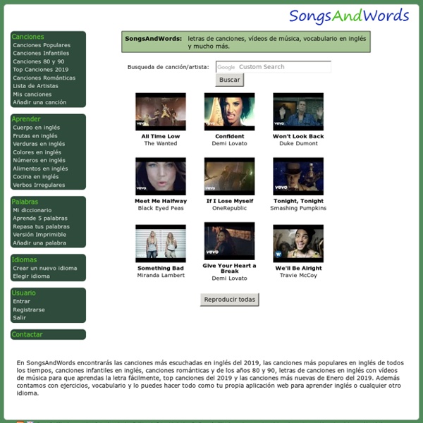 Música en inglés, letras de canciones y vídeos - SongsAndWords