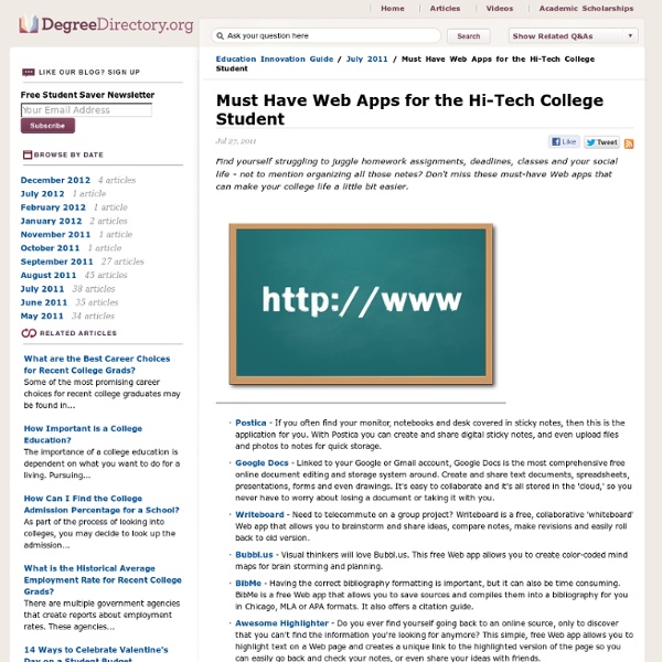 Must Have Web Apps for the Hi-Tech College Student