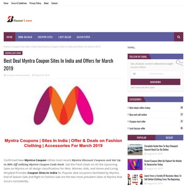 Best Deal Myntra Coupon Sites In India and Offers for March 2019