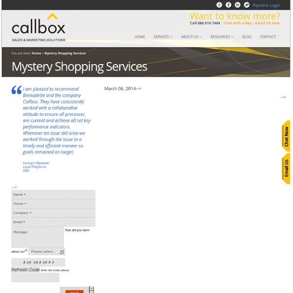 Mystery Shopping Services