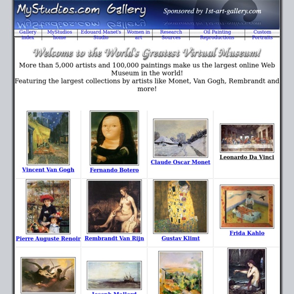 Virtual Gallery Home - Top Artists, Alphabetical Index