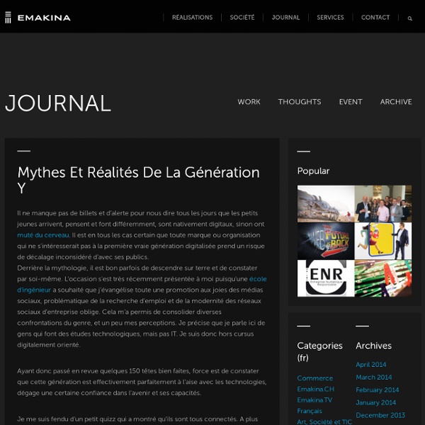 Mythes et réalités de la génération Y