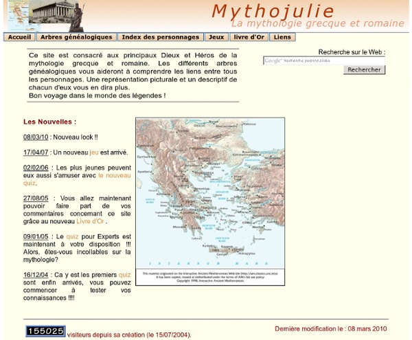 Mythojulie : Arbres généalogiques de la mythologie grecque et romaine