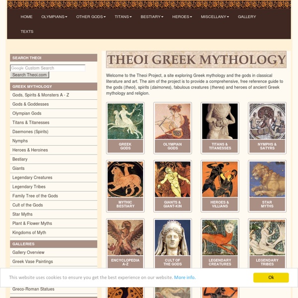 THEOI GREEK MYTHOLOGY, Exploring Mythology & the Greek Gods in Classical Literature & Art