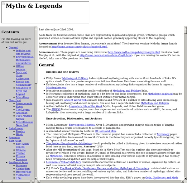 Myths and Legends - frames